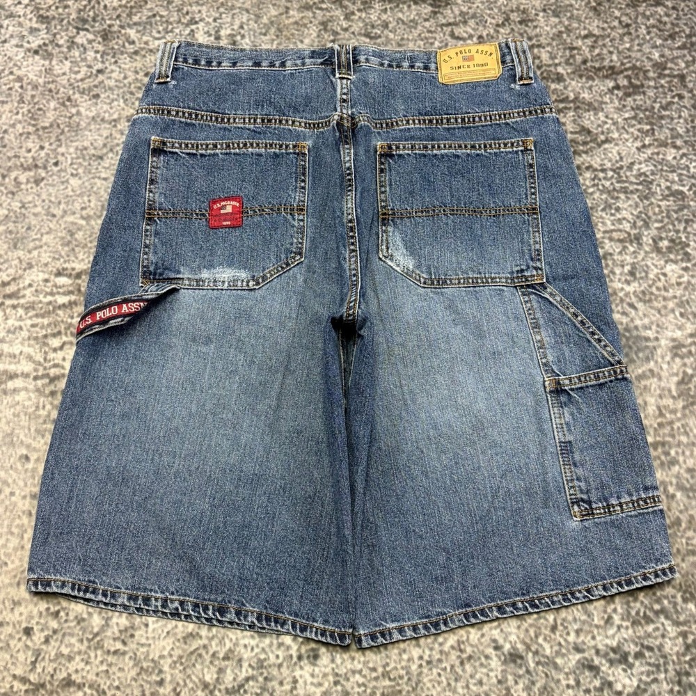 Vintage U.S. Polo Assn Carpenter Jorts Mens 36 Blue Baggy Skater Grunge Y2K